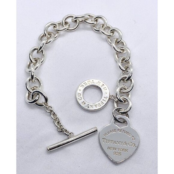 Tiffany & Co Return To Tiffany & Co 8" Inches Toggle  Heart Bracelet - Picture 1 of 11